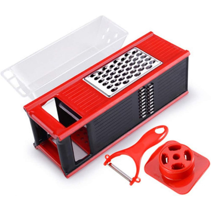 Квадратна терка з нержавіючої сталі, терка для сиру або сторони, нержавіюча сталь, кухонне ремесло, просте у використанні та для їжі, овочі, імбир, червоний (колір Rosso)