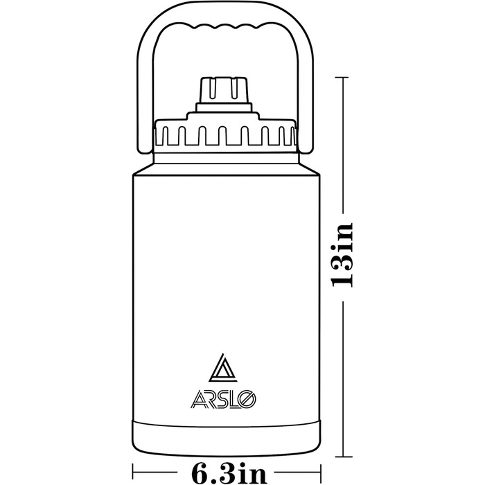 Пляшка для води Arslo 1 галон, великий ізольований глечик для води з ручкою, пляшка для води з нержавіючої сталі 1 літр, чорна, гл
