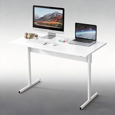 Письмовий стіл 80 x 50 см, офісний стіл з цільною дерев&39яною стільницею, комп&39ютерні столи для офісних робочих місць, стіл для спальні та вітальні, білий 0,8 x 0,5 м