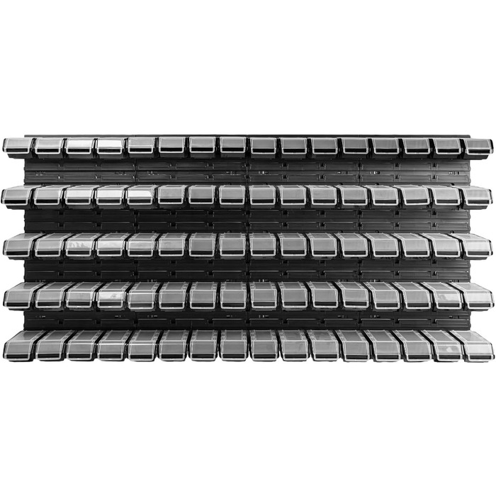 Штабелювані ящики для зберігання PAFEN для настінного монтажу - 1544 x 780 мм - Система зберігання з 80 коробками та кришками - Стелаж для зберігання, відкриті контейнери для зберігання, стелаж для зберігання насипом, чорний