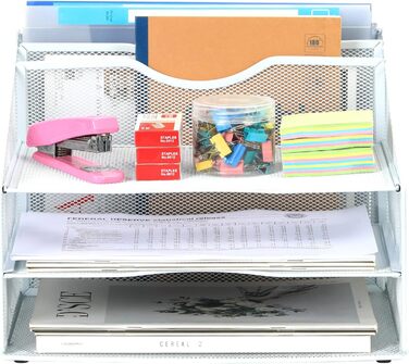 Металевий офісний органайзер EasyPAG A4 з 5 кишенями, тримач для документів, лоток для файлів, тримач для журналів, лоток для листів, органайзер для паперових журналів, білий