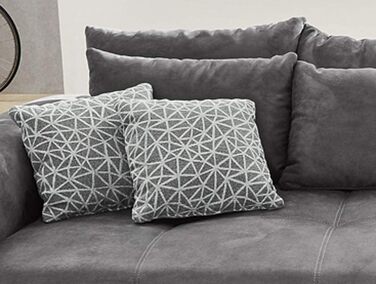 Великий диван XXL Ш306/Г134/В86 см, зручний диван-ліжко з високоякісною пружинною оббивкою, багато подушок, площа лежання 120 см x 240 см, приємний чохол з мікрофібри сірого кольору / 15114