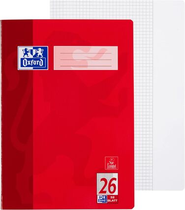 Шкільний зошит Oxford, формат А4, 32 аркуші, в лінійку (міжрядковий інтервал 26), у квадрат, 10 аркушів, 26 сторінок у квадрат/з полями