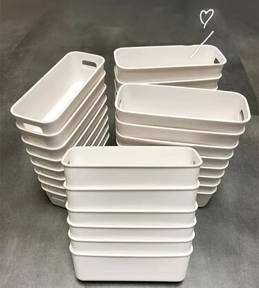 Пластикова коробка для зберігання, кошик для зберігання з ручками, органайзер для кухонної шафи, кошики, пластикова коробка для зберігання на полицю у ванній кімнаті (28910см, 6 білих) 28910см 6 білих