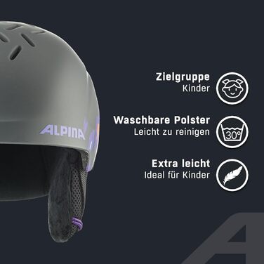 Безпечний, ударостійкий та індивідуально регульований лижний шолом зі знімними амбушурами для дітей M (51-55 см), темно-сірий леопардовий матовий