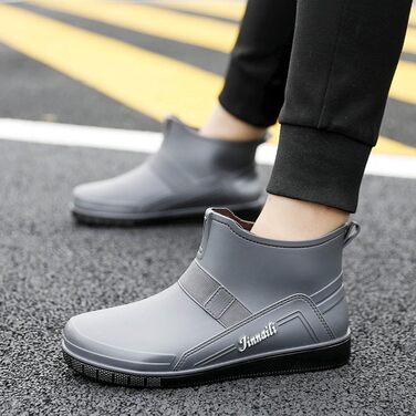 Водне взуття, гумові чоботи, ПВХ, чоловічі, для їдальні, для миття автомобіля, низькі безшовні, для роботи, кухні, для подорожей та походів, сірі, 41 1/3 EU