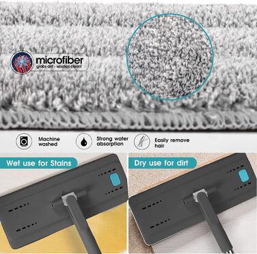 Набір швабр для підлоги Masthome з відром,Набір швабр з відром 2 в 1,Набір швабр для підлоги та 6 насадок з мікрофібри,Набір швабр