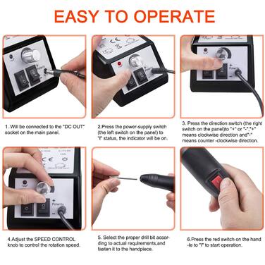 Електричний фрезер для нігтів AIBEAU (чорний)