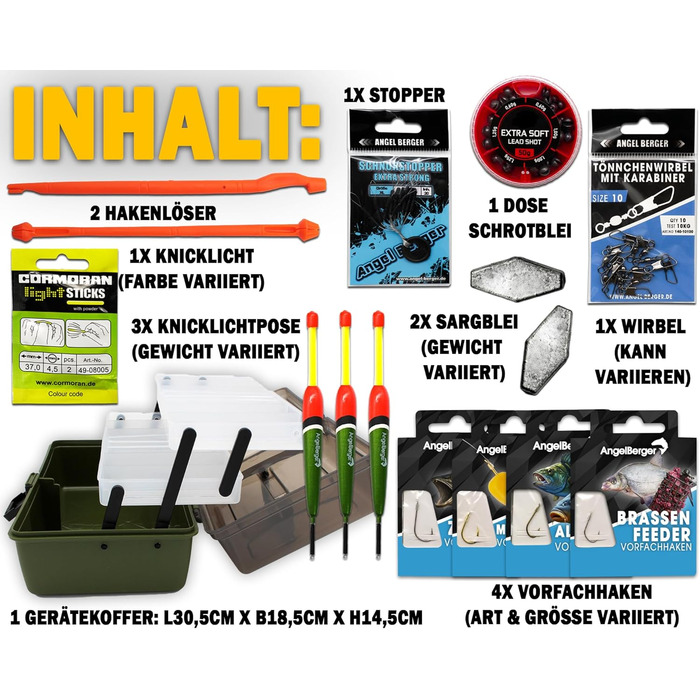 Ящик для риболовних снастей Angel Berger з рибальськими аксесуарами, рибальський кейс, базове рибальське спорядження, рибальський набір