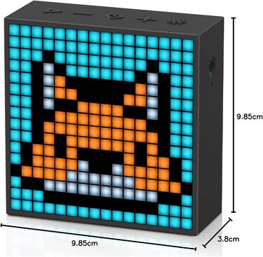 Портативний Bluetooth-динамік Divoom Timebox-Evo Pixel Art із програмованою світлодіодною панеллю 256, 3,9 x 1,5 x 3,9 дюйма (чорний)