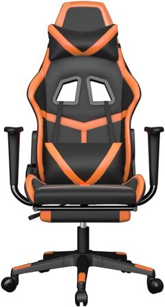 Геймерське крісло, офісне крісло, з підставкою для ніг, чорно-помаранчеве, штучна шкіра