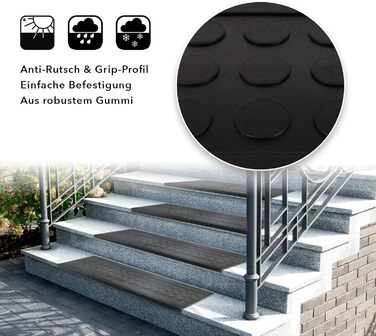 Гумовий килимок для сходів casa pura - 25 x 75 см - набір з 10 стійких до погодних умов та протиковзких килимків для сходів - гумо