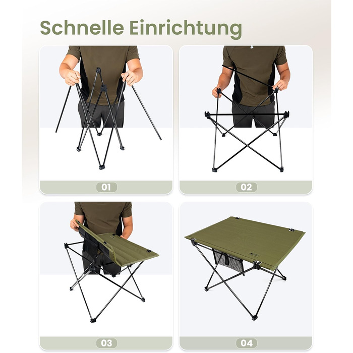 Складаний кемпінговий стіл OneTigris CAMPMATE, маленький складаний стіл, надлегкий портативний вуличний стіл, складний стіл, вантажопідйомність до 30 кг для використання на свіжому повітрі, походи, зелений рейнджер