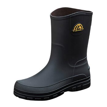Чоловічі універсальні гумові чоботи середньої висоти, нековзне гумове взуття, гумове взуття, водонепроникне, зручне садове взуття, святкове взуття, дихаючі гумові чоботи, широкі чоботи без шнурівки, гумові чоботи B05 чорного кольору 41/EU