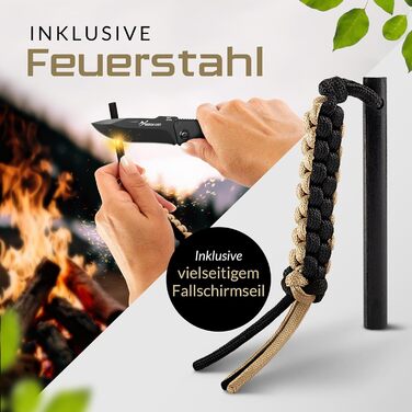 Складаний ніж (дворучний) - гострий кишеньковий ніж для активного відпочинку та виживання з вогнетривкої сталі та чохлом - дозволе