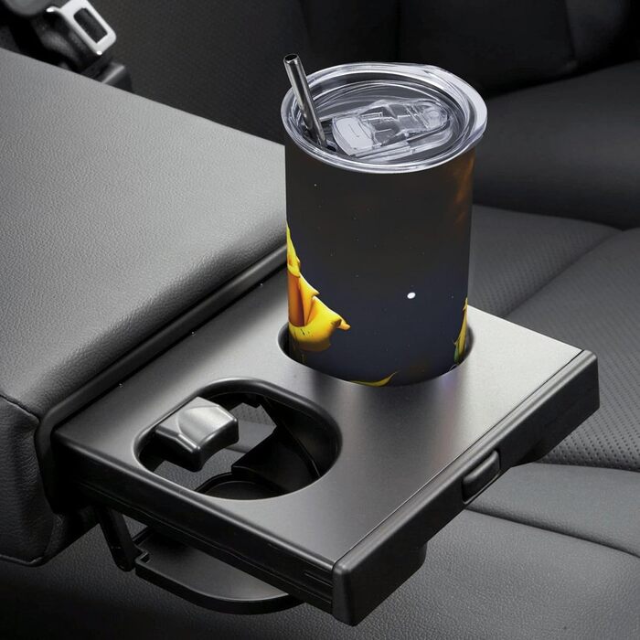 Кухоль з прямою трубочкою, 590 мл, жовті троянди, зоряна ніч, принт, дорожній кухоль, підходить для кемпінгу, офісу та дому