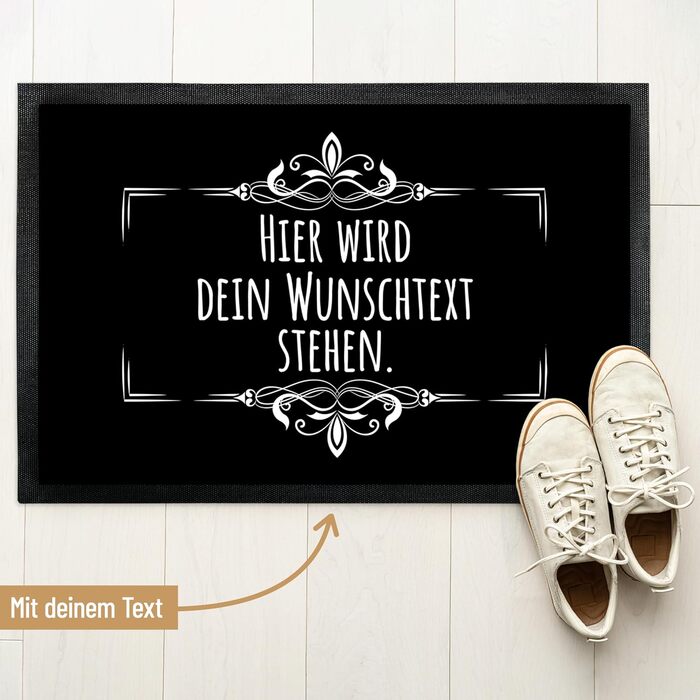 Персоналізований килимок для дверей з бажаним текстом (3 рядки) - оригінальний подарунок - нековзний килимок, що вловлює бруд, вхідний килимок, килимок для дверей для використання всередині та зовні приміщень Різдво Подарунок на новосілля (Чорний 50x35см)