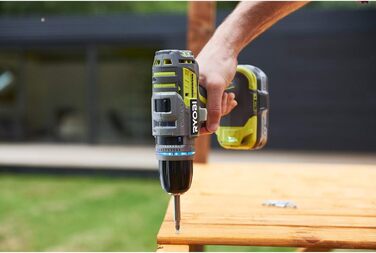 Акумуляторний ударний дриль-шуруповерт Ryobi (18 В, функція ударного свердління, 2 акумуляторні батареї 2,0 і 5,0 Ач, швидкозатиск