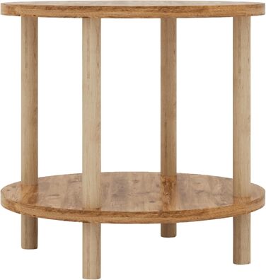 Круглий журнальний столик VES стіл для вітальні з нижньою полицею 49 x Ø 42 см тумбочка для ліжка диванний столик під дерево