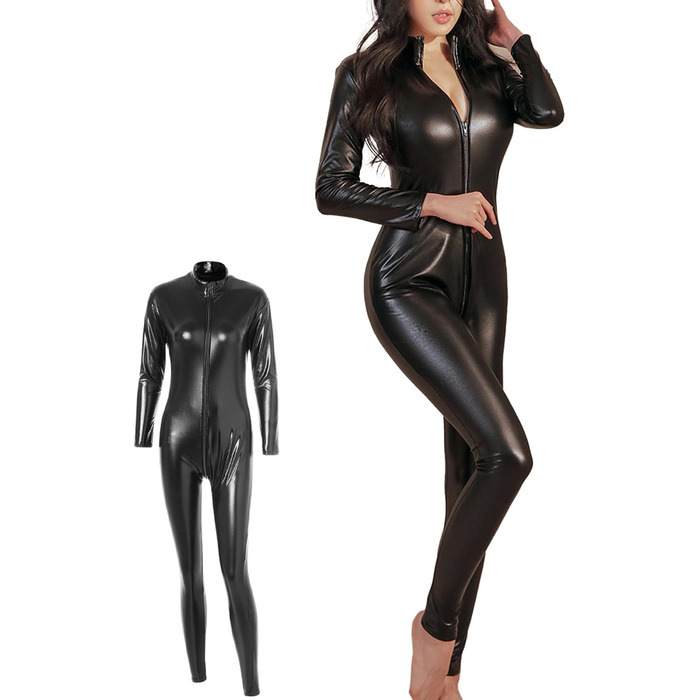 Жіночий лакований боді BDSMJOY, блискучий ефект, еластичний, L