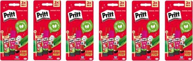 Клейові палички Pritt, упаковка з 6 шт. , 2 стандартні клейові палички та 1 рожевий клей-олівець з блискітками