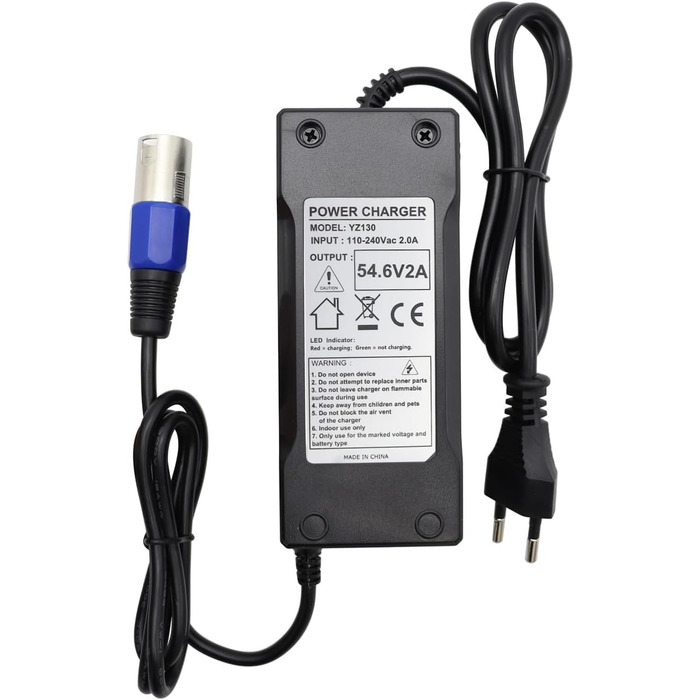 Блок живлення Abakoo 54.6V 2A для літій-іонного акумулятора 48V з роз&39ємом XLRM для електровелосипеда, електричного велосипеда, скейтборда, велосипеда 13S