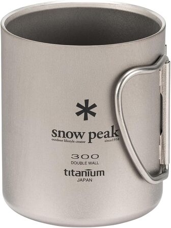 Титанова кружка Snow Peak Double Wall 300, сіра, легка ізольована кружка для кемпінгу, походів та активного відпочинку, титанова, (упаковка з 1)