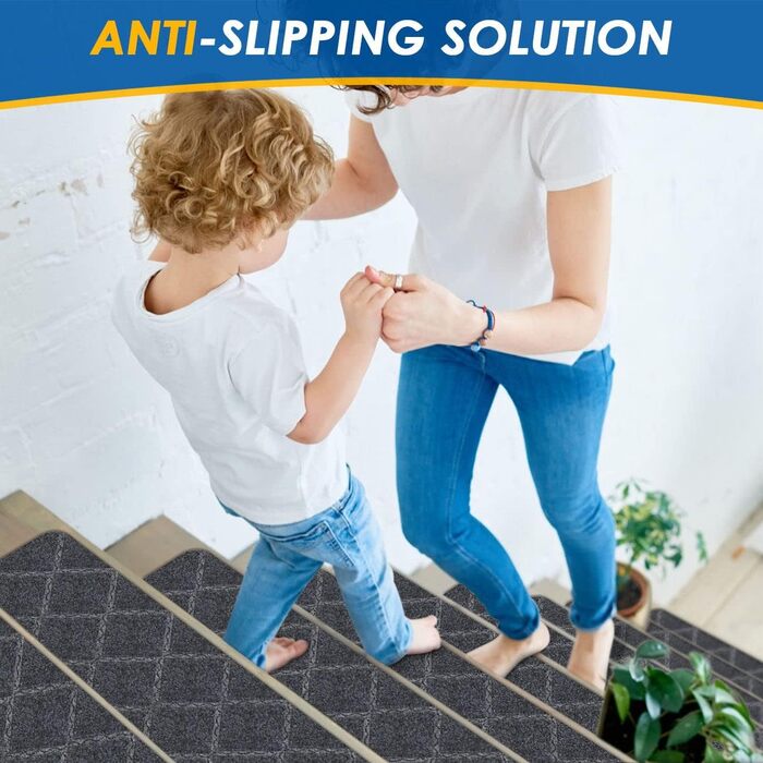 Килимок для сходів RIOLAND, нековзний, для використання в приміщенні, дерев&39яний, 20,3 x 76,2 см, діамантово-сірий