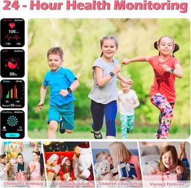 Дитячий смарт-годинник, дитячий спортивний фітнес-годинник для дівчаток та хлопчиків з крокоміром, понад 100 спортивних режимів, будильник, ігри, секундомір, дитячий годинник, повідомлення, годинник активності для підлітків 5-16 років, подарунки, рожевий