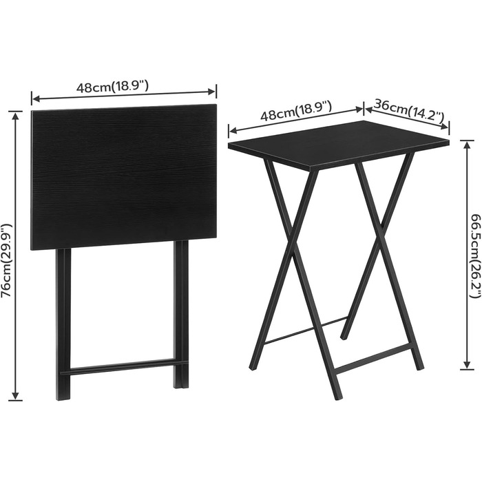 Журнальний столик HOOBRO, складний столик-підставка, столик для дивана, підставка під телевізор в індустріальному стилі, легко збирається, чорний EBK15BZ01 Чорний 1