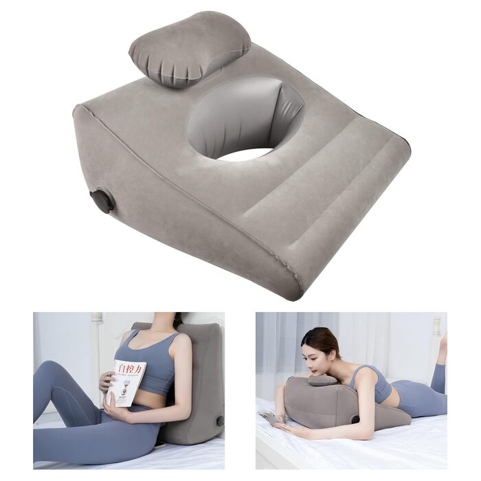 Надувна подушка для голови, подушка для відпочинку, стискальна подушка для читання з надувним мішком, клиноподібна подушка для читання, сну, фізичних вправ, підтримка підборіддя та шиї