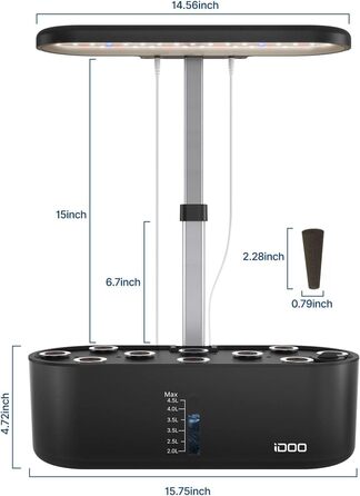 Системи гідропонного вирощування iDOO, світлодіодна лампа для рослин із автоматичним таймером, 10 стручків Smart Garden Indoor Herb Garden Hermination Kit, регульована висота, сигналізація про нестачу води