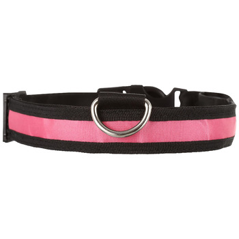 Світловідбиваючий LED-нашийник для собак KABB SUN-46-06, акумуляторний, безпека для улюбленців, водонепроникний, регульований (до 65 см), рожевий