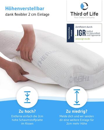 Подушка для шиї MATAR, ергономічна подушка для шийного відділу хребта, подушка для шиї з в&39язкопружною піною з ефектом пам&39яті, ідеально підходить для сну на боці та спині, регульована висота, 55 x 40 x 11/9 см, білий