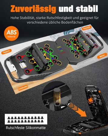 Дошка для віджимань 20-в-1, чорна, складна багатофункціональна дошка для домашнього тренування, портативна рама для віджимань, регульована дошка для віджимань, чорна, так, для чоловіків