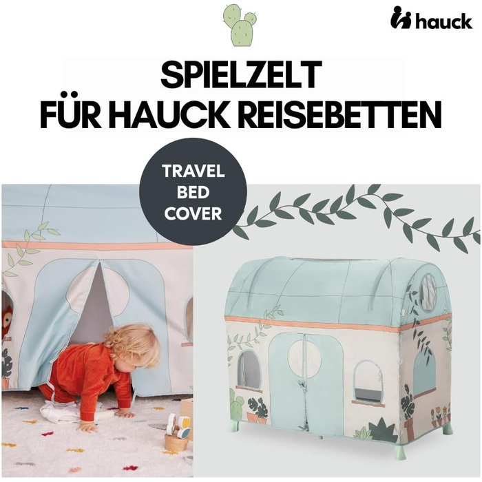 Дитяче дорожнє ліжечко hauck Dream N Play Plus XXL комплект аксесуарів з матрацом, ігровим тентом та сіткою від комах, складне та розкладне, сумка та великий вхід Dusty Mint