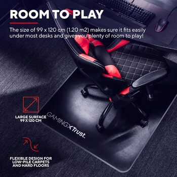 Захисний килимок для підлоги Trust Gaming GXT 715 99 x 120 см, килимок для ігрових та офісних стільців, килимок для твердих підлог, килимок для робочого стільця з міцного матеріалу чорний килимок для стільця