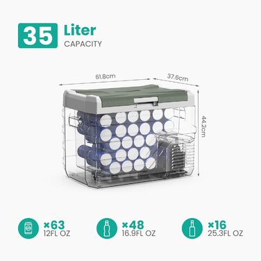 Портативний електричний холодильник, 35 л, автомобільний холодильник 12/24 В постійного струму 100 240 Вольт змінного струму порта