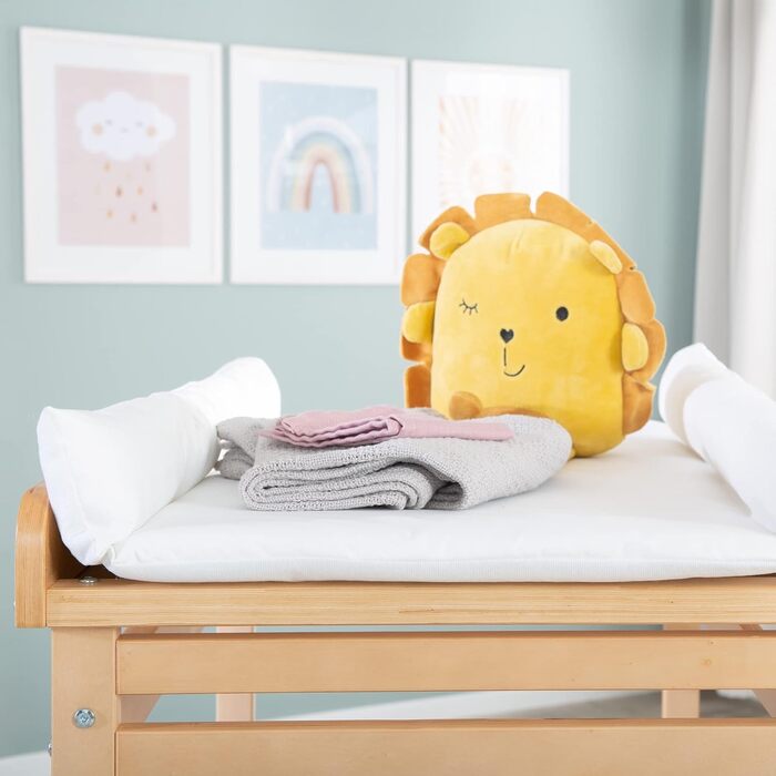 Пеленальний блок roba Baby Pool - Висувний пеленальний столик з інтегрованою ванною - Мобільна комбінація з натурального дерева -