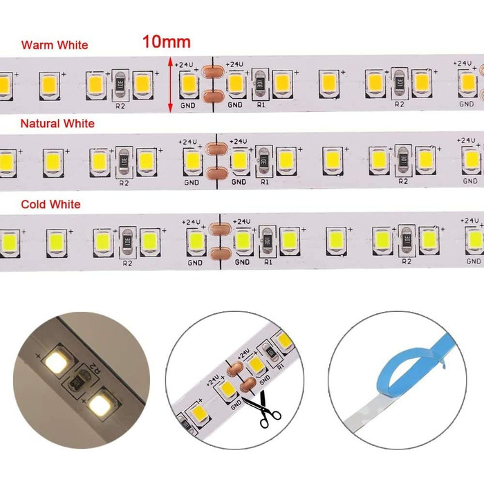 Світлодіодна стрічка XUNATA 20M тепла біла 2400 світлодіодів SMD 2835 Світлодіодна стрічка 24 В супер яскрава самоклеюча гнучка світлодіодна стрічка для мотузкового світла для домашнього освітлення Прикраса різдвяної вечірки (20 м/рулон, теплий білий) 20 