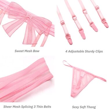 Жіночий мереживний комплект із 3 підв&39язок, панчохи стрінги, регульована білизна, сексуальний пояс для панчіх, чорний/білий/червоний/рожевий