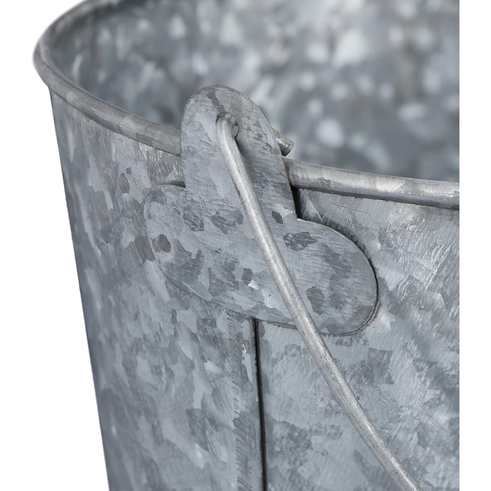 Набір із 5 цинкових горщиків Relaxdays, горщик для трав для кухні, балкону та саду, відро для квітів з оцинкованого металу з ручкою, сріблястий