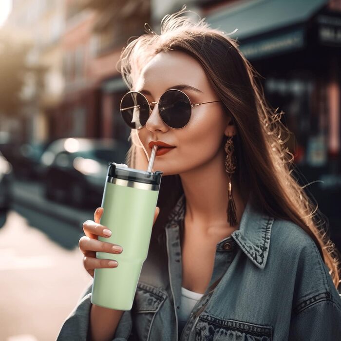 Дюймові багаторазові пластикові соломинки, кольорові соломинки для банки та кухля 40/30/24 унцій, зі щітками для чищення 10 шт. (1