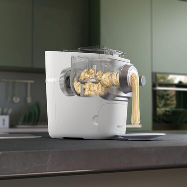 Автоматична хлібопічка для пасти Philips PastaMaker серії 7000, біла 8 видів пасти, 6 дисків для формування, LED-дисплей, без ваг