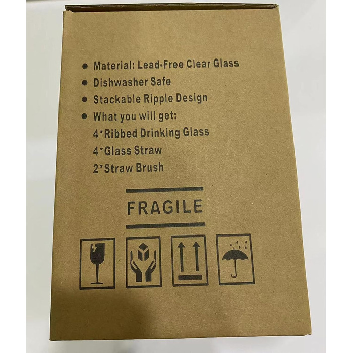 Набір рифлених келихів MUJUZE з соломинкою, 4 шт. окулярів з рифлом естетичний стек, набір окулярів Highball 310 мл, скляні чашки