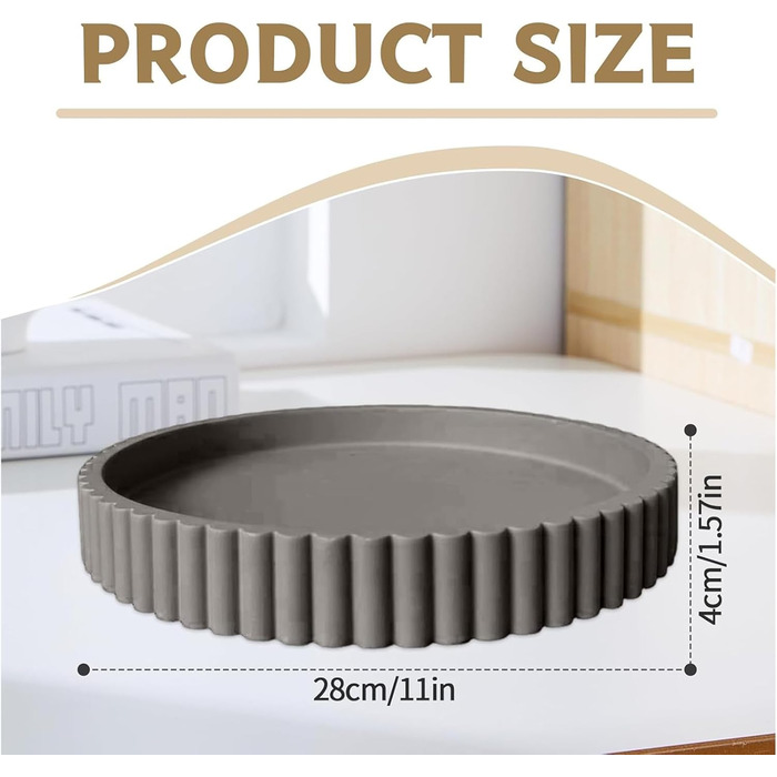 Круглий декоративний піднос, мінімалістичний піднос, декоративний піднос для свічок, органайзер для домашнього декору для вітальні, бару, напоїв, вечірки, дому, кухні (чорний)