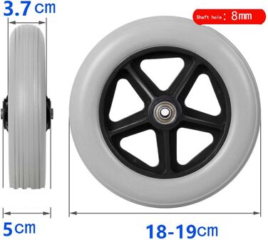 Дюймові підшипники товсті ручні аксесуари для інвалідних візків Універсальні колеса зносостійкі та довговічні (сірі) 8 дюймів сірі, 8-
