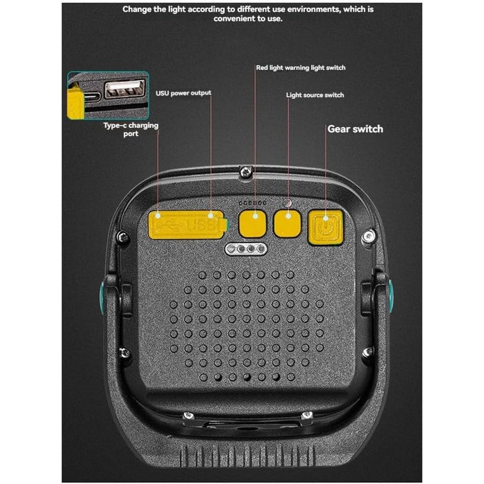 Портативний світлодіодний ліхтар-прожектор, потужний ліхтарик для кемпінгу на свіжому повітрі, риболовлі, надзвичайних ситуацій, акумуляторний робочий ліхтарик, жовтий