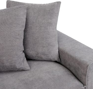 Місний диван Beliani, оббивка з темно-сірої вельветової тканини, 5 декоративних подушок, широкі підлокітники, Віскан, 3-