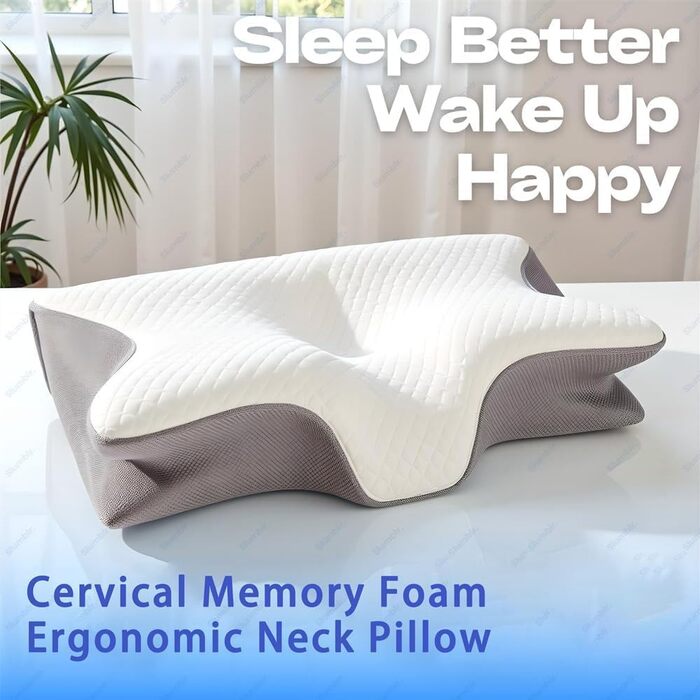 Подушка для шиї Curo Sleep, ергономічна ортопедична подушка з контурною підтримкою для сну на боці, спині та животі, кращий сон (чорна), 2025 Upgrade Pillow Curosleep